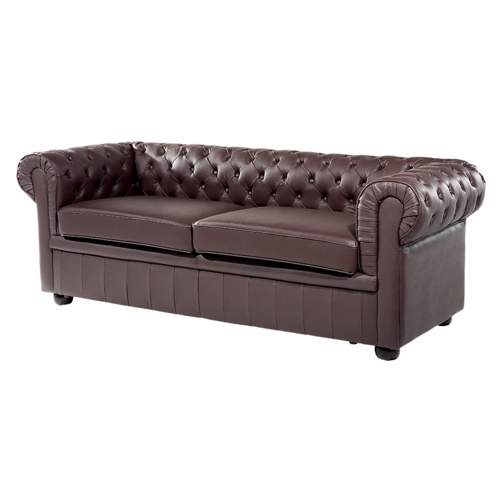 Set Di Divano E Poltrona In Pelle Marrone Chesterfield - Foto 2
