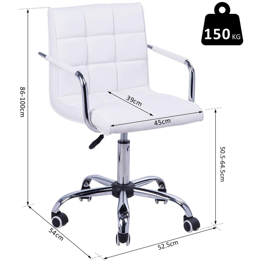 Poltrona Da Ufficio Imbottita Altezza Regolabile Con Ruote A 360° Bianca - Foto 2