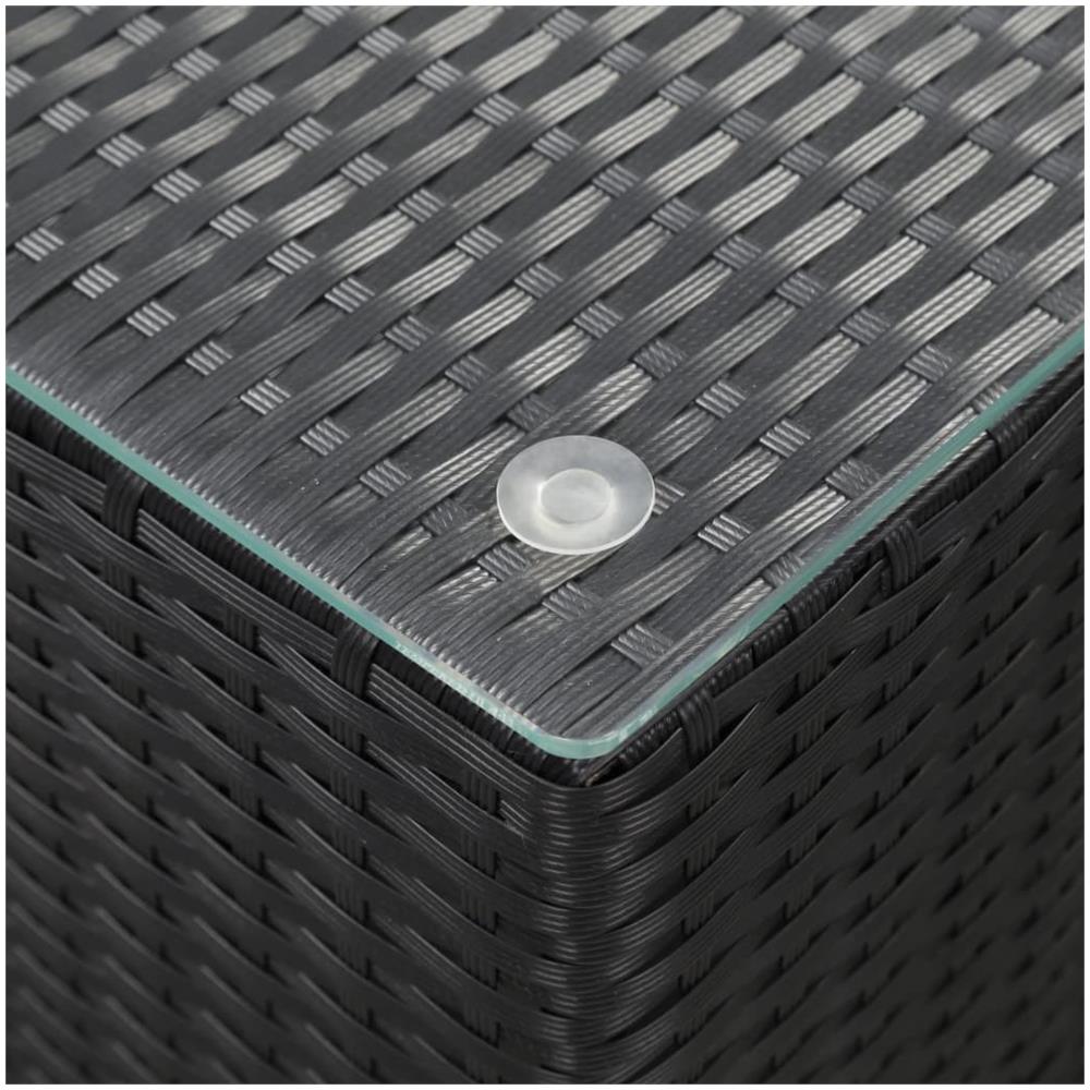 Tavolini Laterale 3 Pz Con Piano In Vetro Neri In Polyrattan - Foto 2