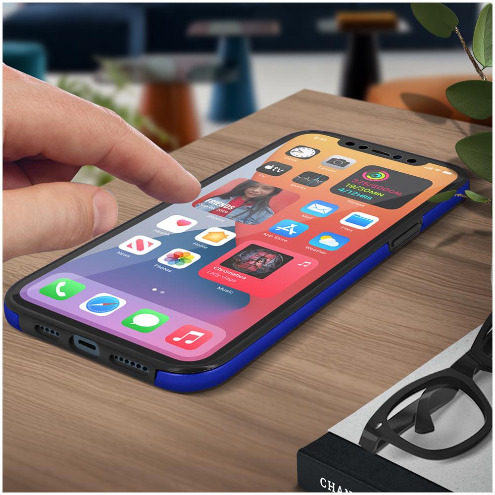 Cover Iphone 12 Pro Max Silicone Fronte Retro Ricopre Lo Schermo Blu - Foto 2