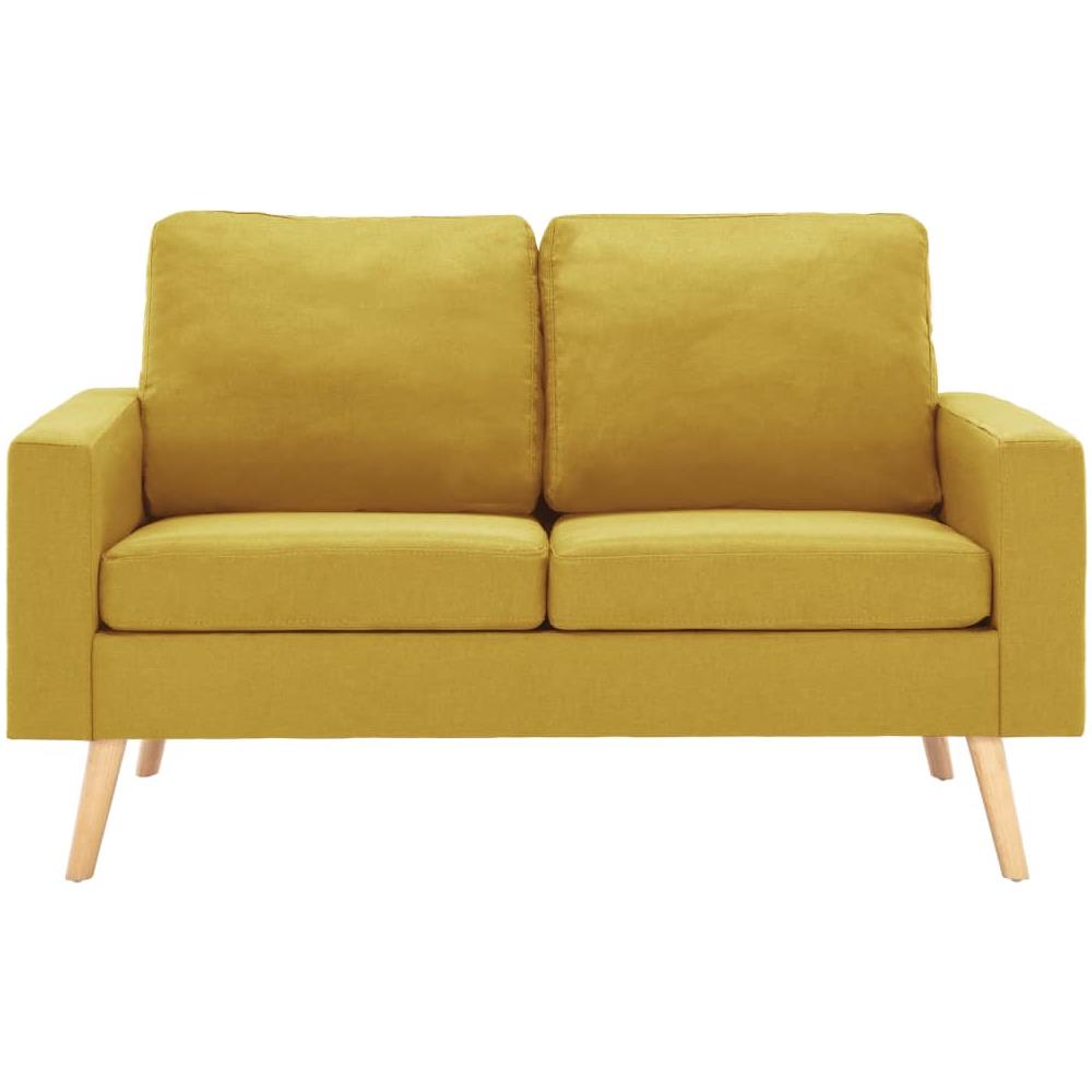 Divano a 2 Posti Giallo in Tessuto - Foto 2