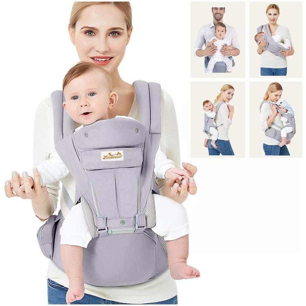 Portante Ergonomica Bambino Con Hip Sede Puro Cotone Leggero E Traspirante Multiposizione Dorsale Ventrale Regolabile Per Neonato E Del Bambino Da 0 A 4 Anni (35-20 Kg)  - Foto 1