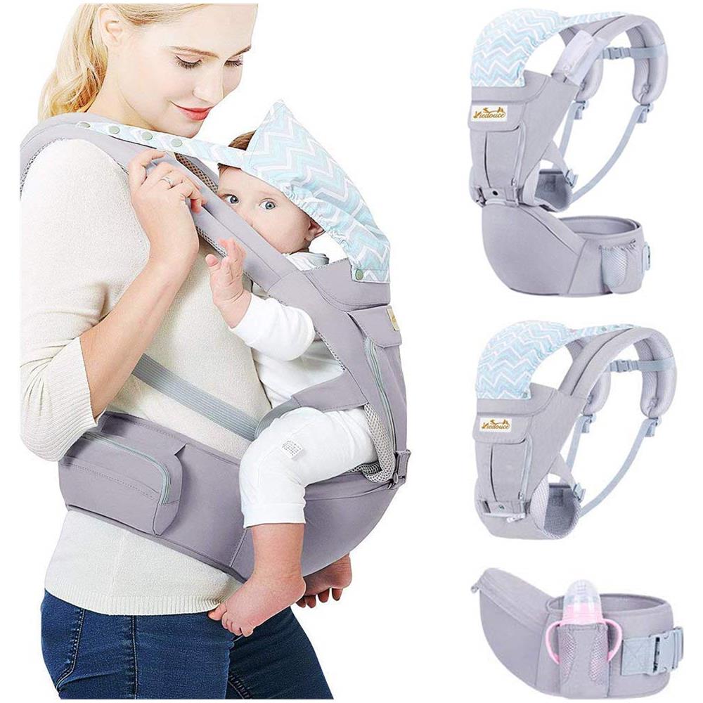 Portante Ergonomica Bambino Con Hip Sede Puro Cotone Leggero E Traspirante Multiposizione Dorsale Ventrale Regolabile Per Neonato E Del Bambino Da 0 A 4 Anni (35-20 Kg)  - Foto 2