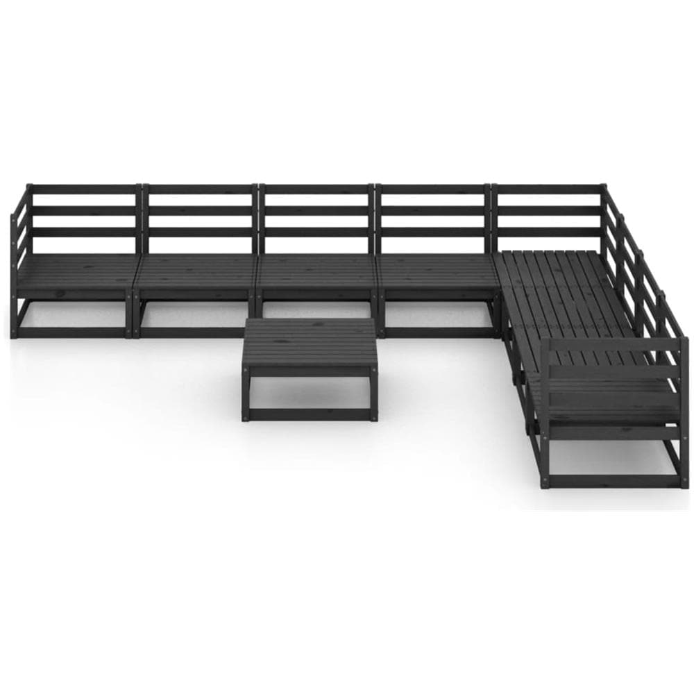 Set Divani da Giardino 9 pz Nero in Legno Massello di Pino - Foto 3