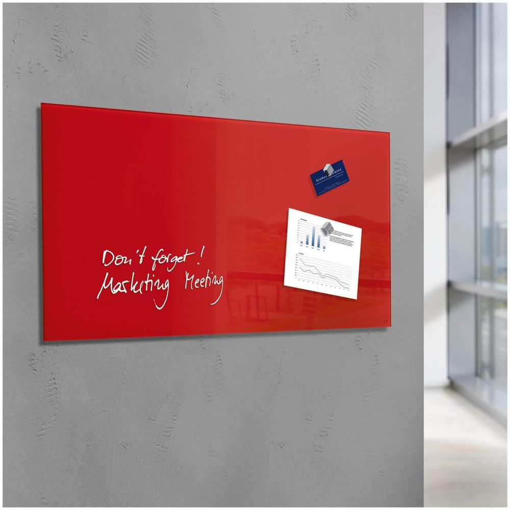 GL242 Vetro 1300 x 550mm Rosso bacheca magnetiche e accessori - Foto 2
