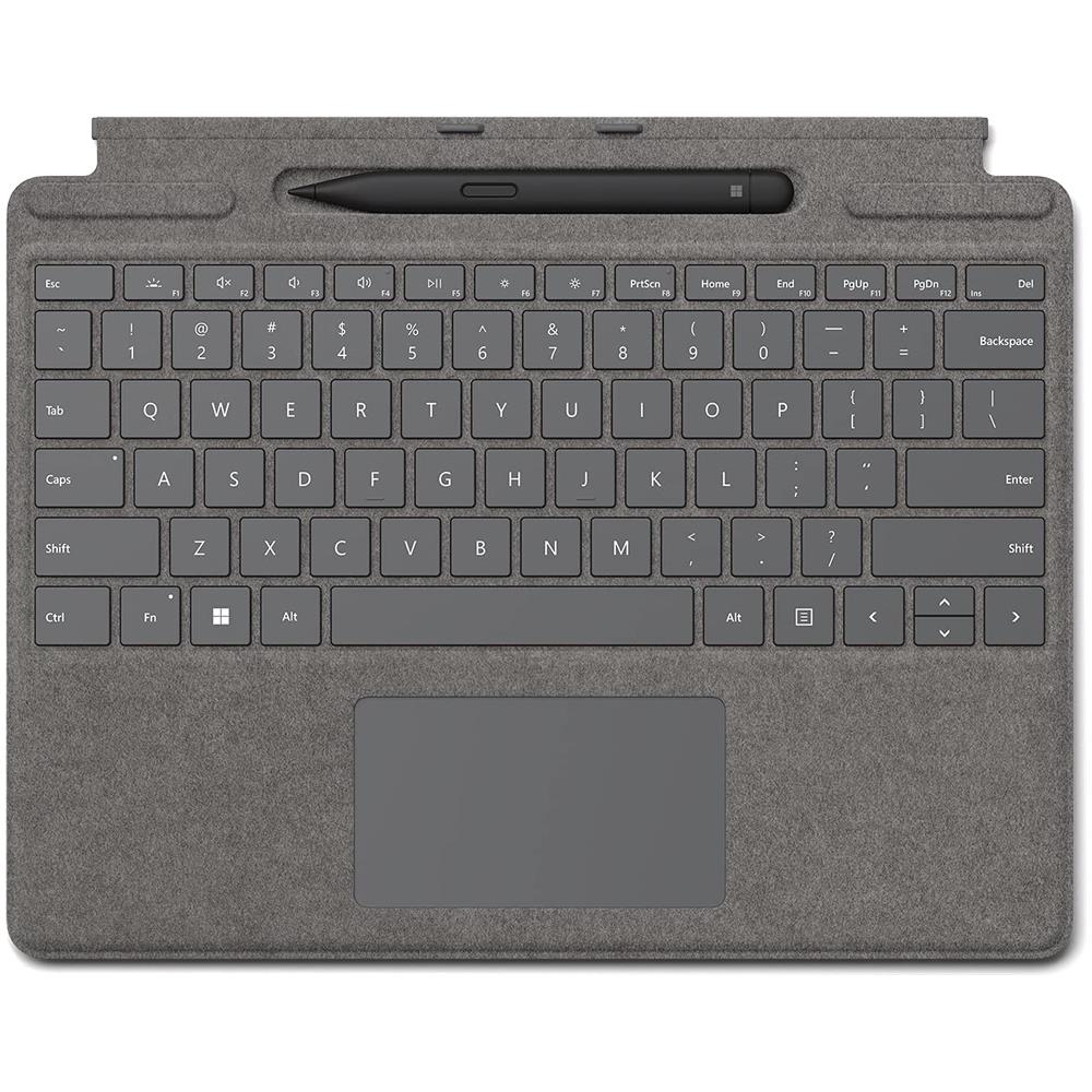 Custodia con Tastiera per Surface Pro 8 Cover in Alcantara con Surface Slim Pen 2 Platino (Layout Italiano) - Foto 1