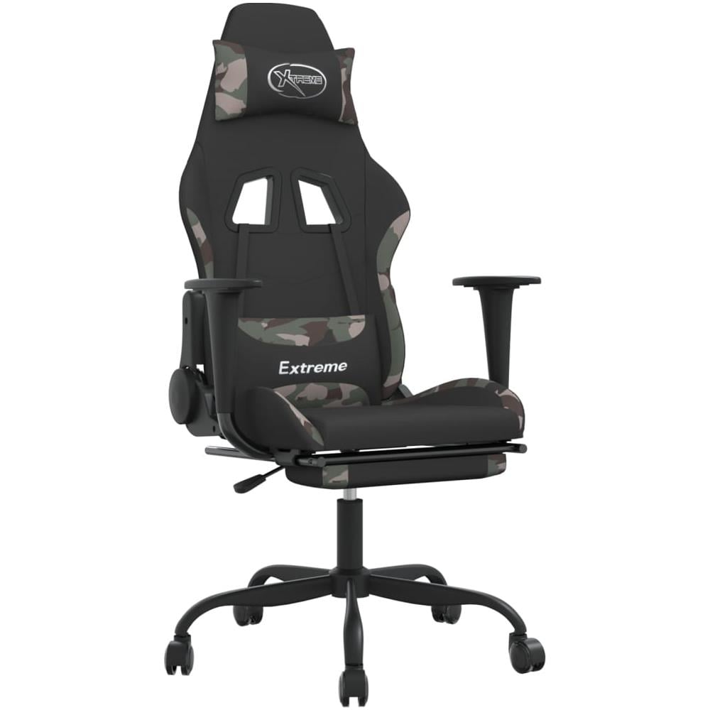 Sedia Da Gaming Con Poggiapiedi Nero E Mimetico In Tessuto - Foto 1