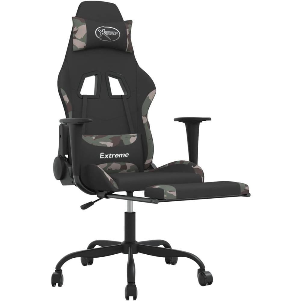 Sedia Da Gaming Con Poggiapiedi Nero E Mimetico In Tessuto - Foto 10
