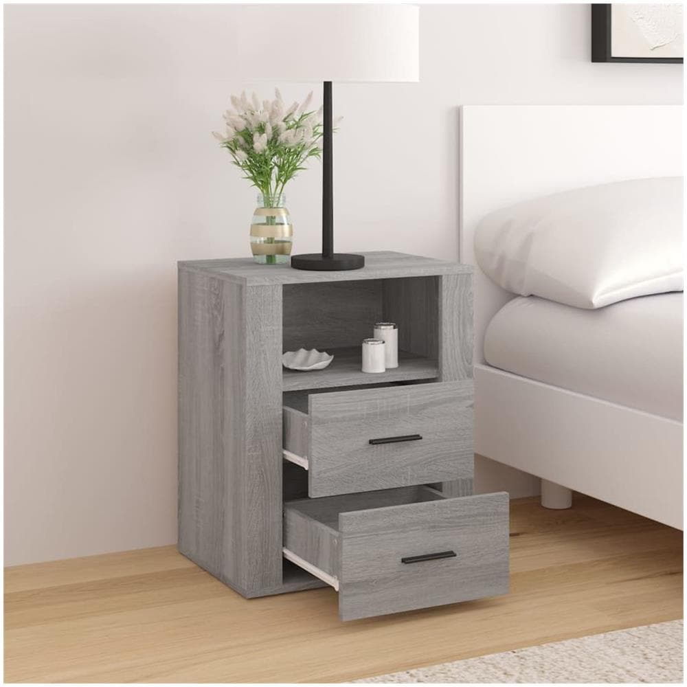 Comodino Grigio Sonoma 50x36x60 Cm In Legno Multistrato - Foto 3