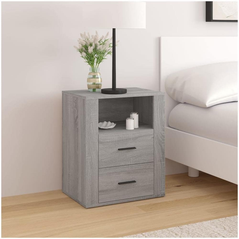 Comodino Grigio Sonoma 50x36x60 Cm In Legno Multistrato - Foto 1