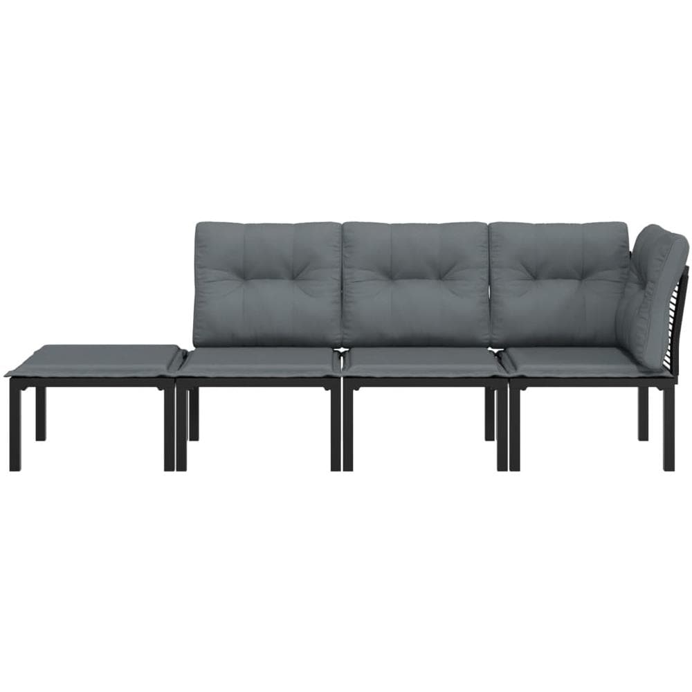 Set Salotto Da Giardino 4 Pz Nero E Grigio In Polyrattan - Foto 3