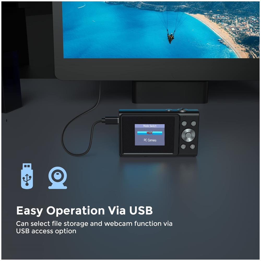 Fotocamera Digitale 48mp 2.7k Fhd 16x Zoom Digitale, Webcam, Autofocus Black - Foto 2