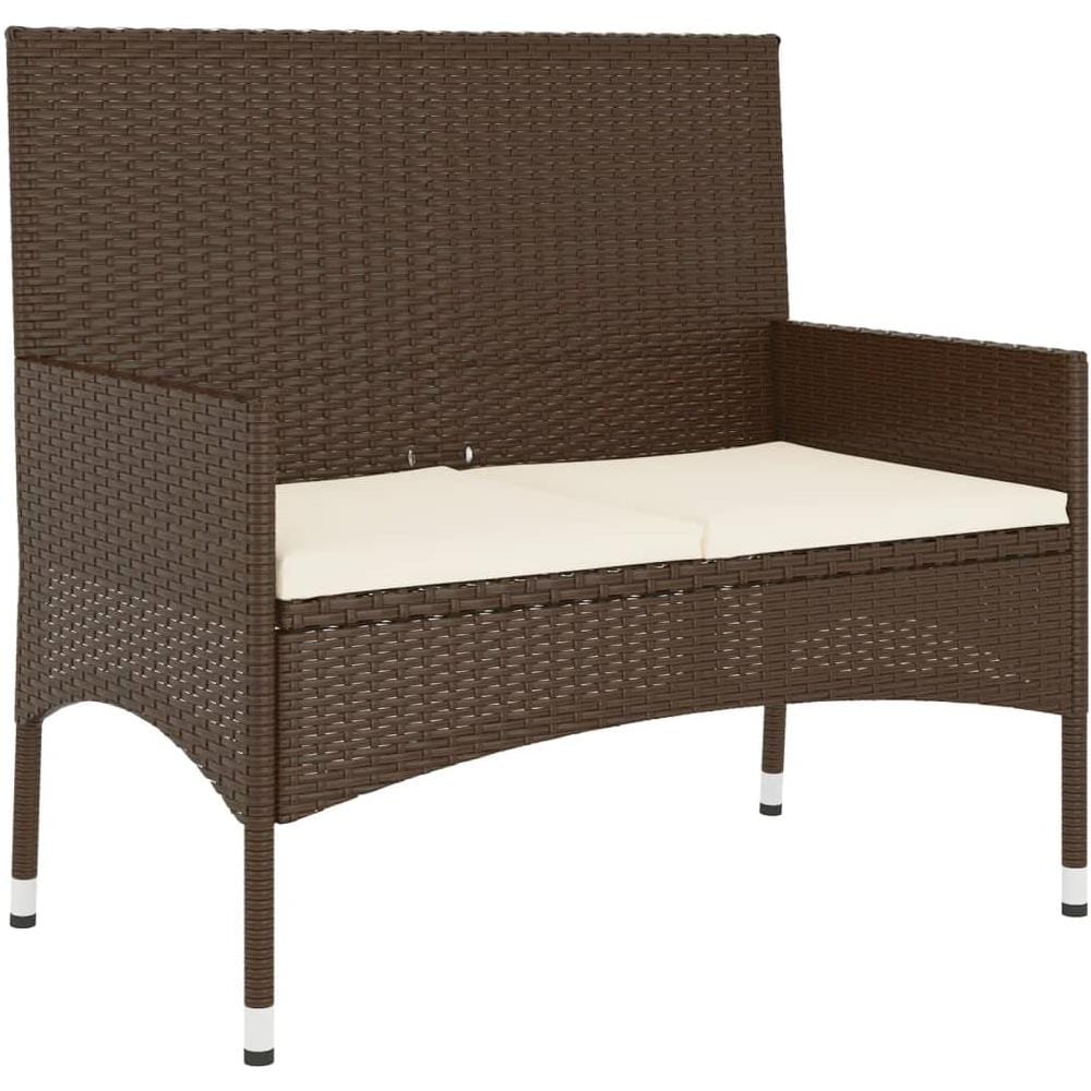 Panca Da Giardino A 2 Posti Con Cuscini In Polyrattan Marrone - Foto 2