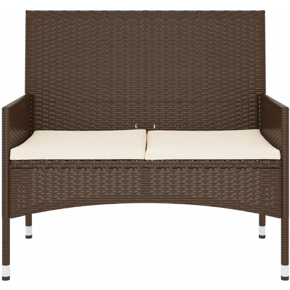 Panca Da Giardino A 2 Posti Con Cuscini In Polyrattan Marrone - Foto 3