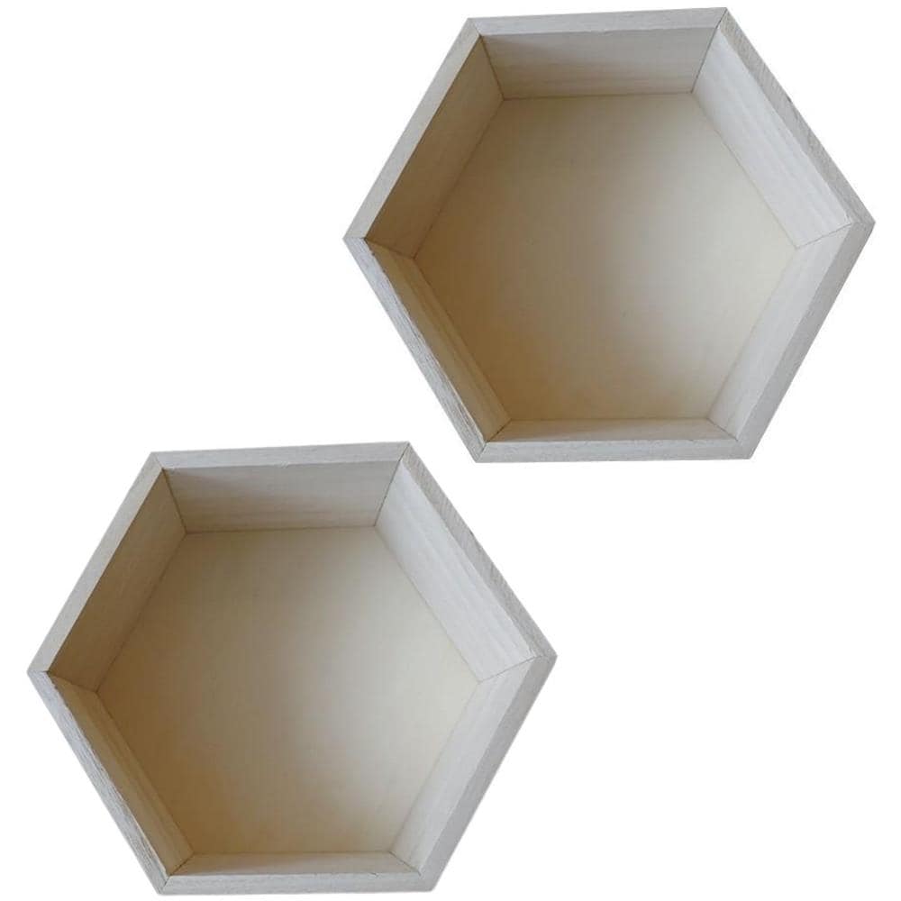 2 Scaffale Esagonale In Legno 39 X 34 X 10 Cm - Foto 1