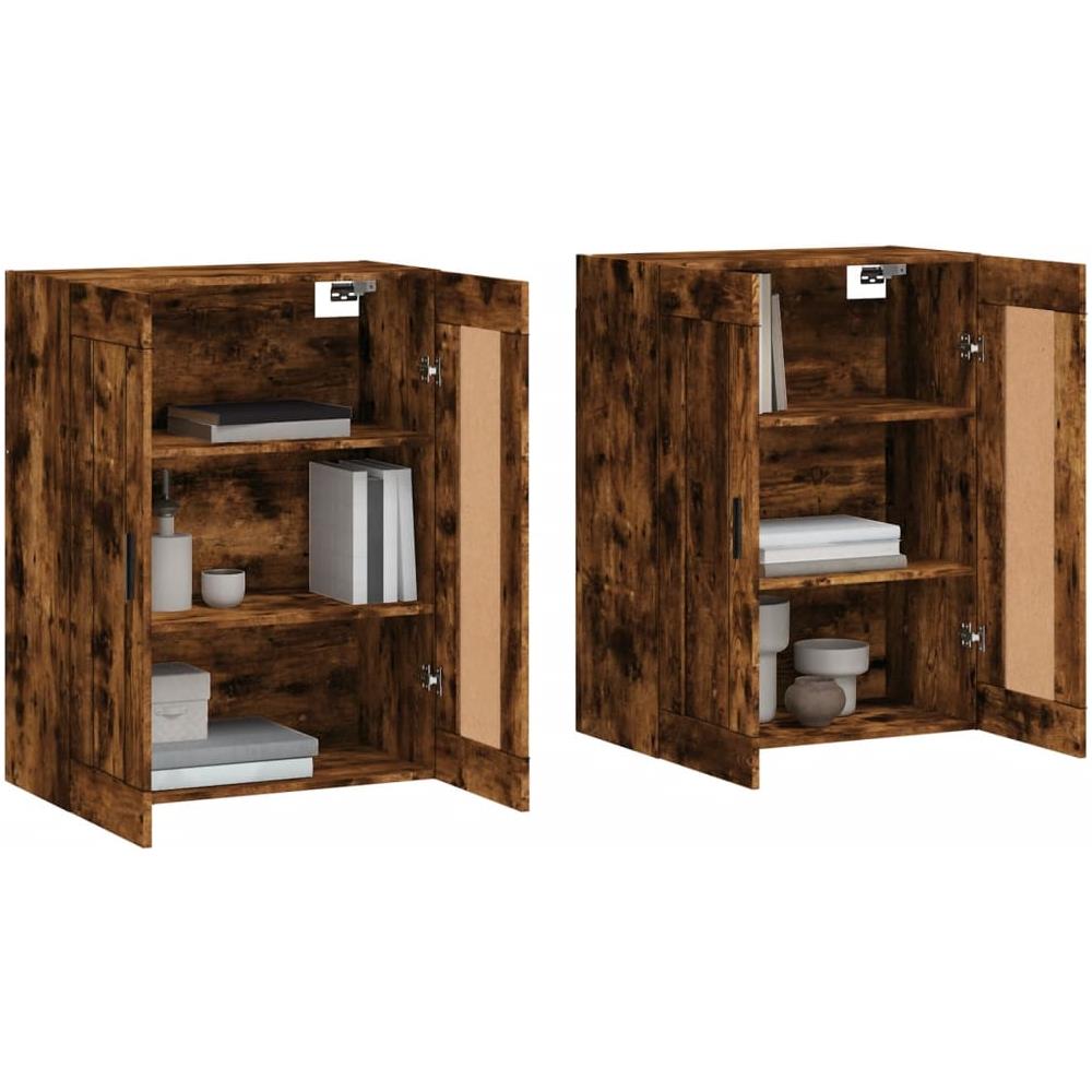Armadietti A Parete 2 Pz Rovere Fumo In Legno Multistrato - Foto 2