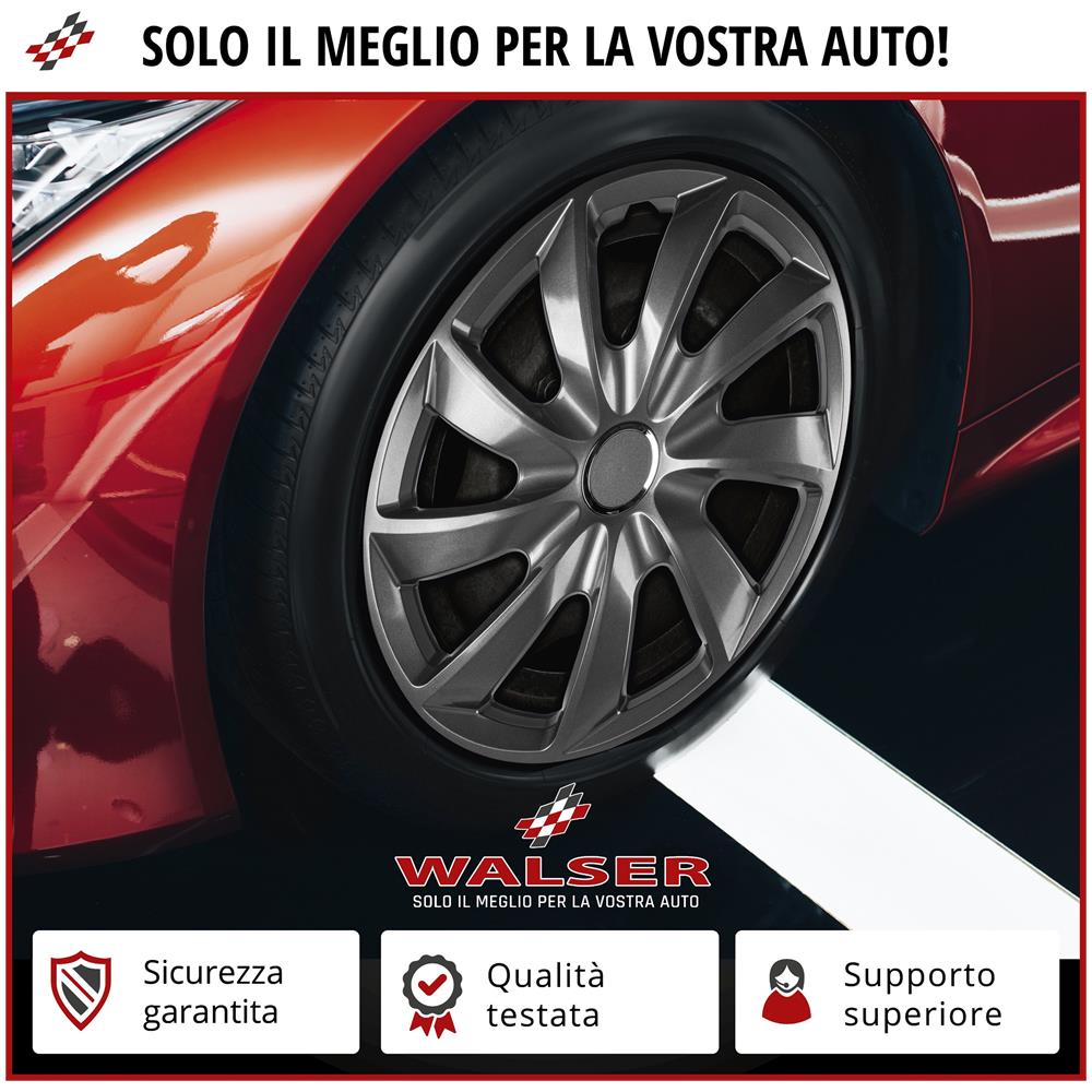 Copricerchi New Racer 15"", 4 Pezzo Nero /argento - Foto 6