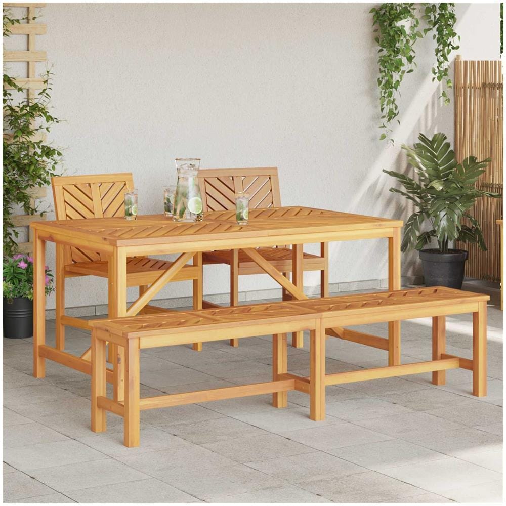 Set da Pranzo per Giardino 4 pcs Marrone 150 x 90 x 74 cm - Foto 2