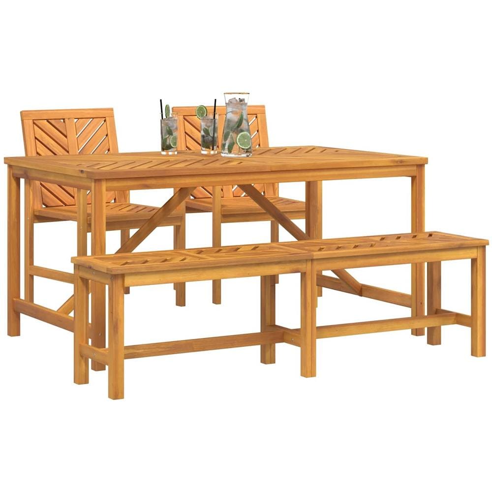 Set da Pranzo per Giardino 4 pcs Marrone 150 x 90 x 74 cm - Foto 7