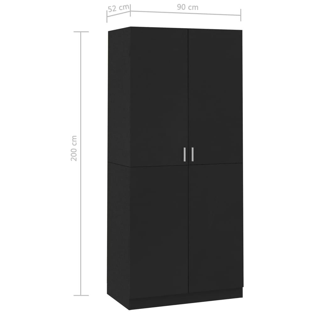 Armadio Nero 90x52x200 cm in Legno Multistrato - Foto 8