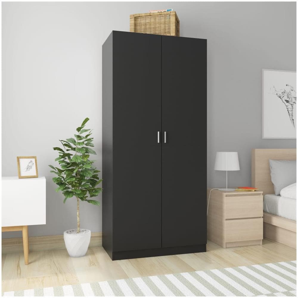 Armadio Nero 90x52x200 cm in Legno Multistrato - Foto 1