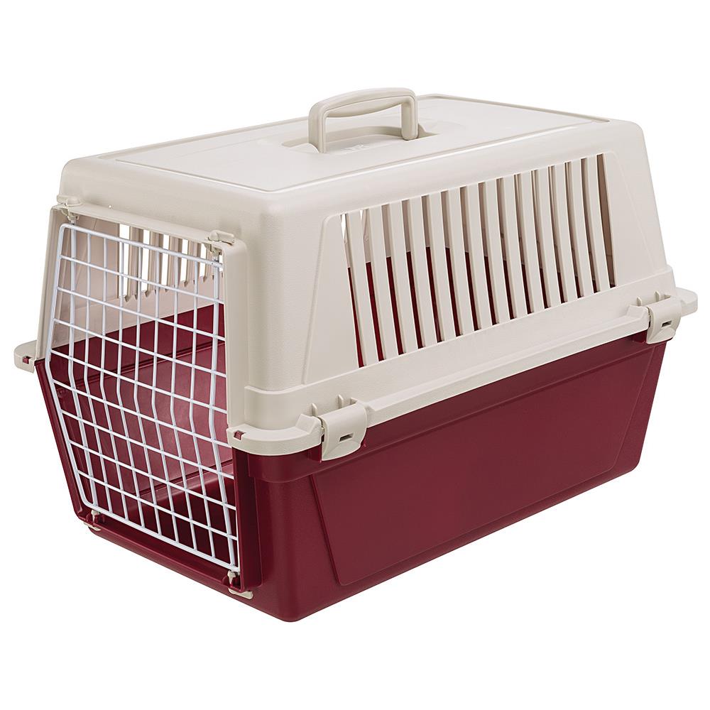 Trasportino Rigido Per Cani Piccola Taglia E Gatti Atlas 30 El, Box Per Trasporto Di Animali, Plastica Robusta, Porta In Acciaio Plasticato, Griglie Per L'aerazione, 40 X 60 X H 38 Cm Bordeaux - Foto 1
