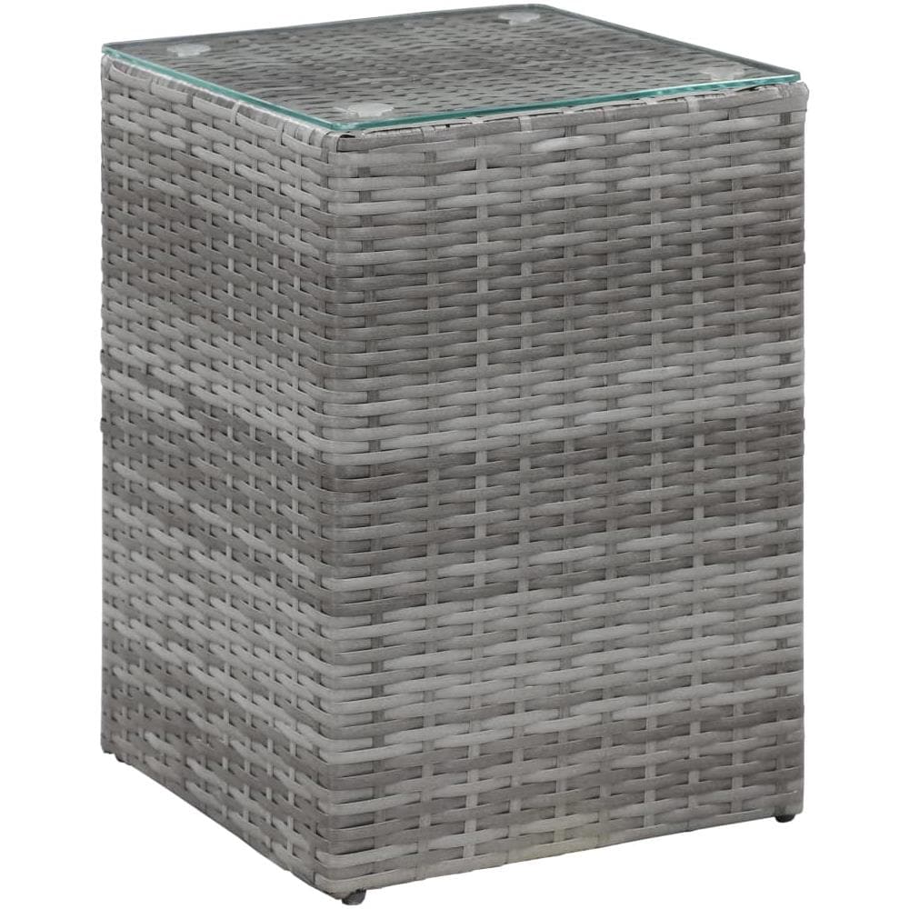 Tavolino Laterale Piano In Vetro Grigio 35x35x52 Cm Polyrattan - Foto 1