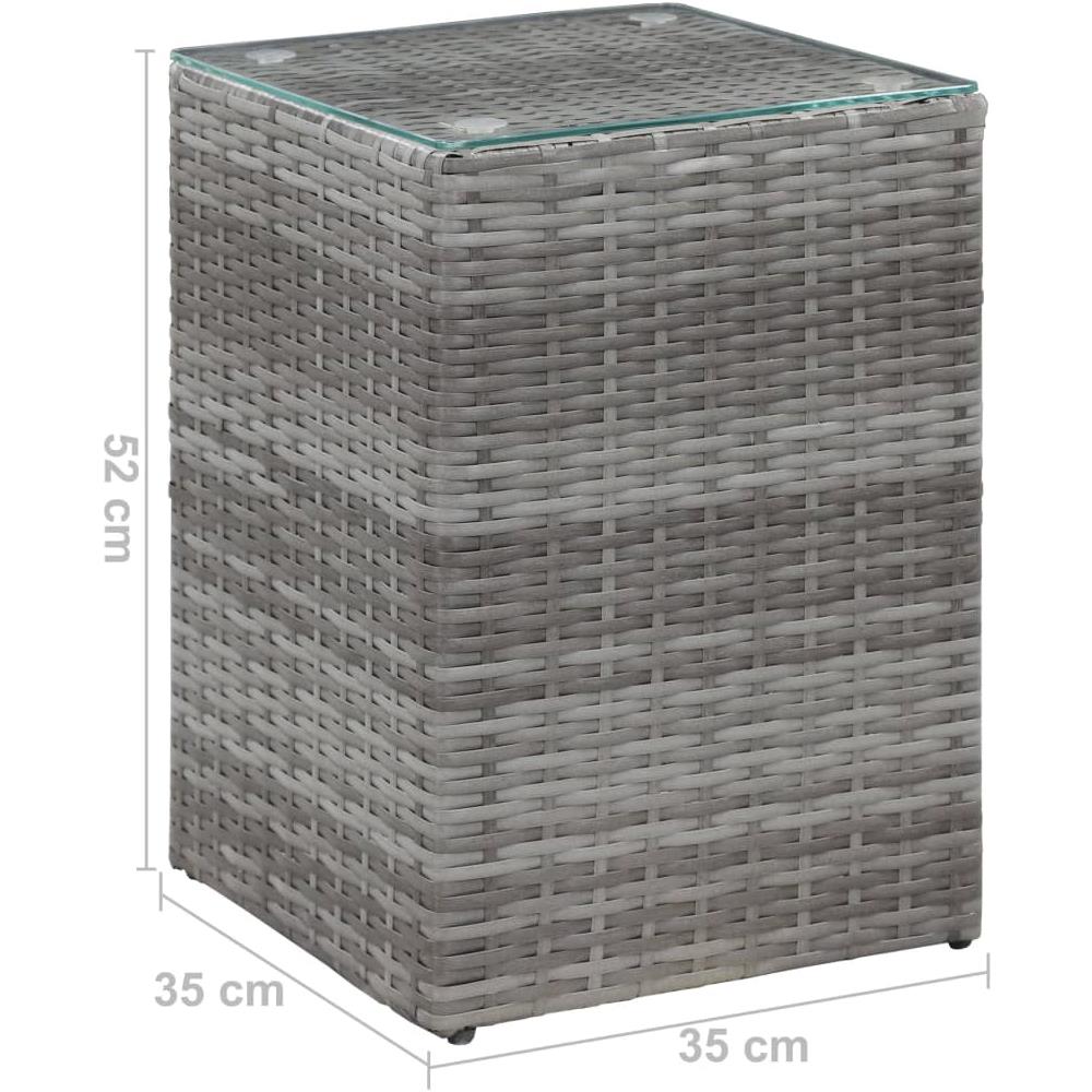 Tavolino Laterale Piano In Vetro Grigio 35x35x52 Cm Polyrattan - Foto 5