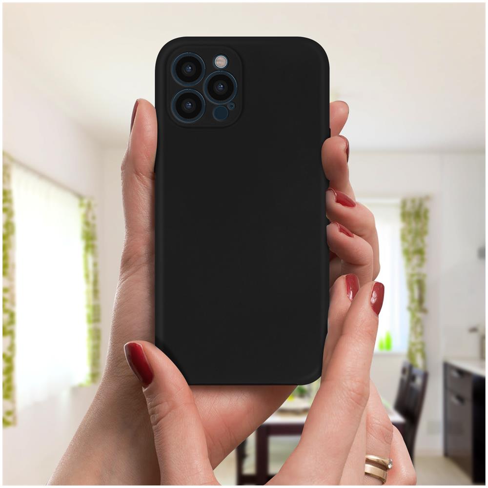 Cover Iphone 12 Pro Max Silicone Fronte Retro Ricopre Lo Schermo Nero - Foto 2
