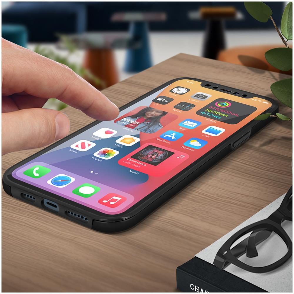 Cover Iphone 12 Pro Max Silicone Fronte Retro Ricopre Lo Schermo Nero - Foto 5