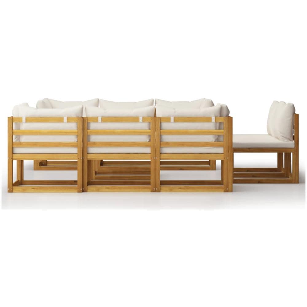 Set Divani Da Giardino 9 Pz Con Cuscini Crema Massello Acacia - Foto 2