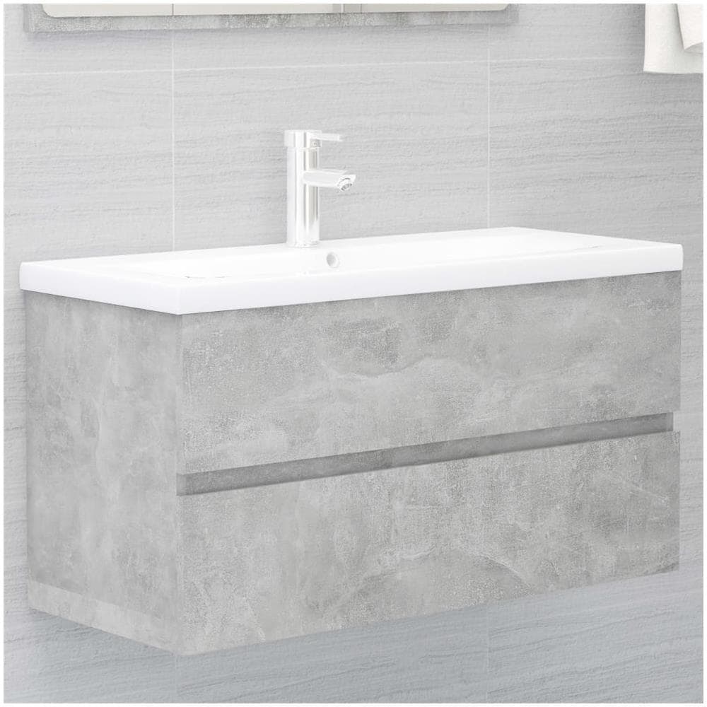 Mobile Lavabo Grigio Cemento 90x38,5x45 cm in Legno Multistrato - Foto 1