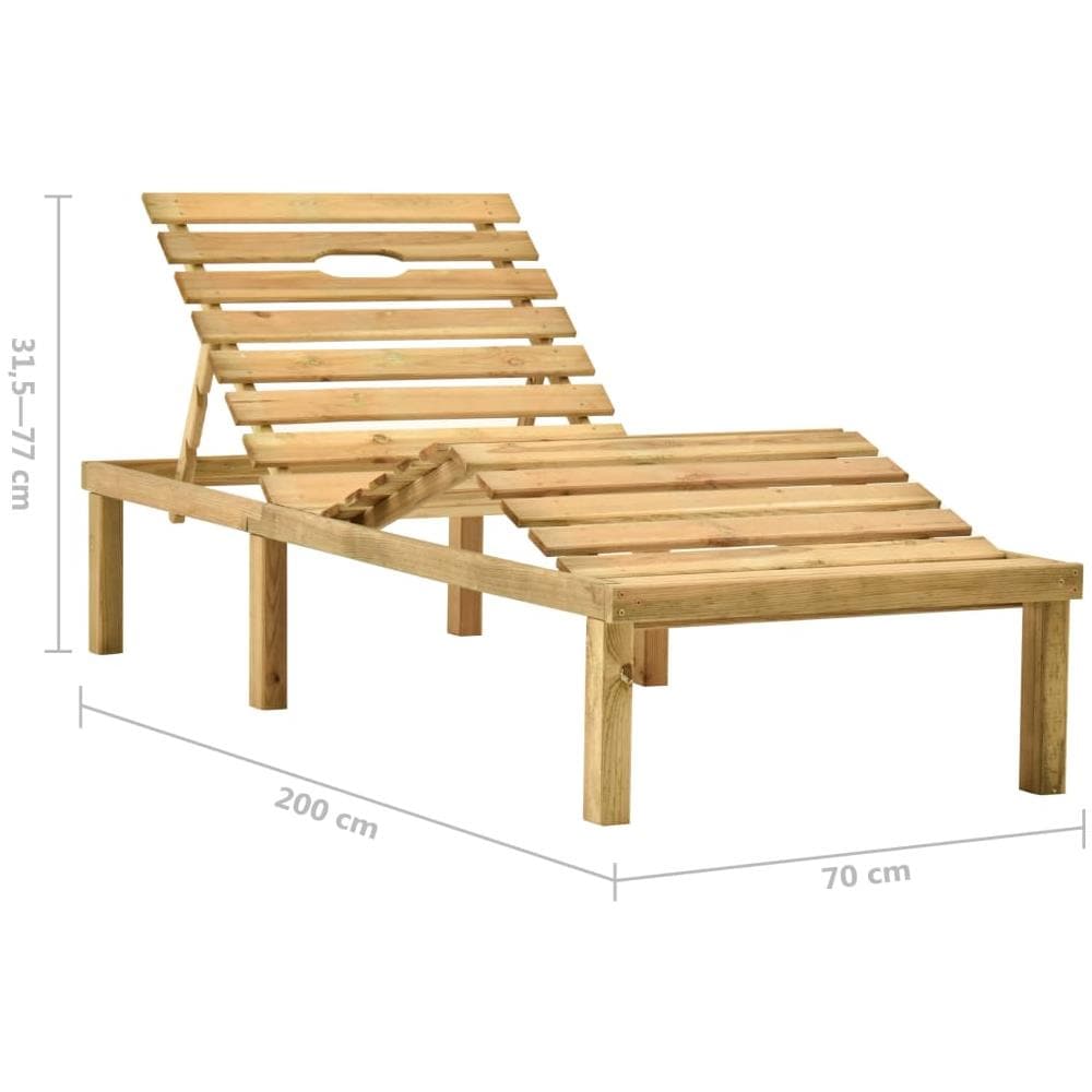 Lettino da Giardino con Cuscino Grigio Legno Pino Impregnato - Foto 2
