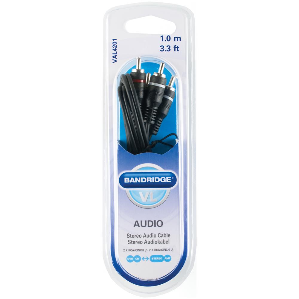 Stereo Audio Cable, 1.0m 1m 2 x RCA Nero, Rosso, Bianco cavo audio - Foto 2