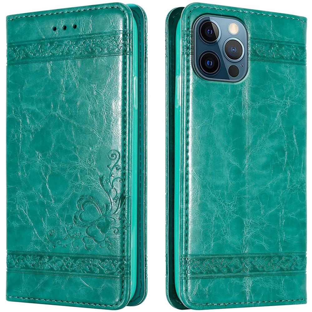 Custodia Compatibile Con Apple Iphone 12 Pro Max In Turchese Con Ornamenti - Coperchio Protettiva Con Chiusura Magnetica, Funzione Stand E Tasca Per Le Carte - Foto 1