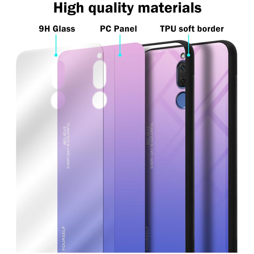 Custodia Compatibile Con Huawei Mate 10 Lite In Rosa - Blu - Coperchio Protettivo Bicolore In Vetro Temperato E Silicone Tpu - Foto 7