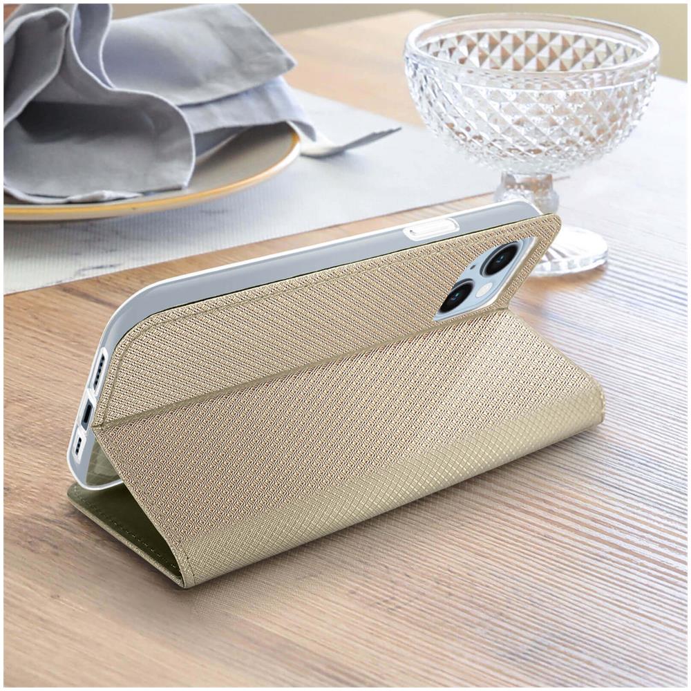 Custodia Iphone 14 Copertina Portacarte Funzione Supporto Oro - Foto 5