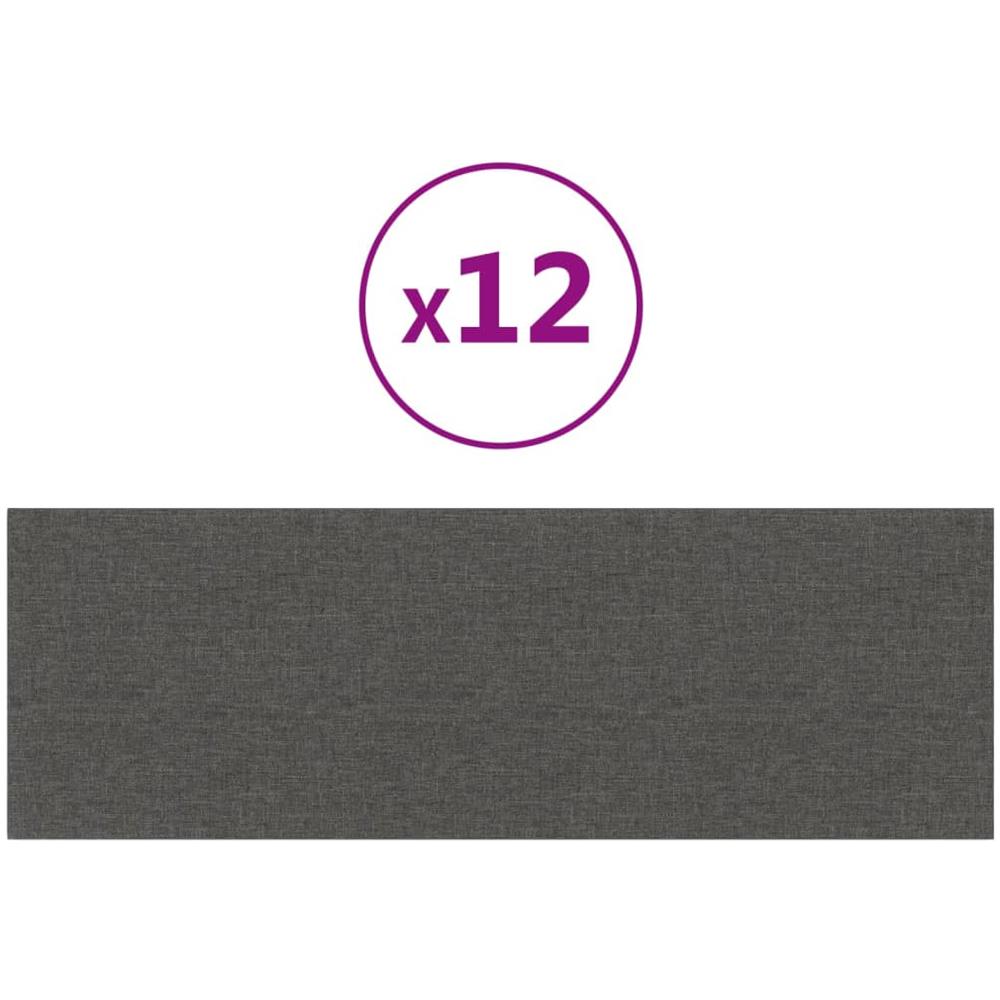 Pannelli Murali 12 Pz Grigio Scuro 90x30 Cm Tessuto 3,24 M - Foto 1