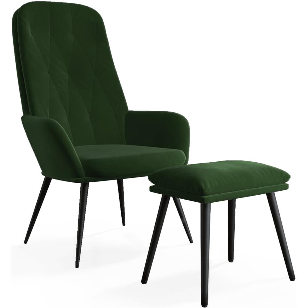 Poltrona Relax Con Poggiapiedi Verde Scuro In Velluto - Foto 2