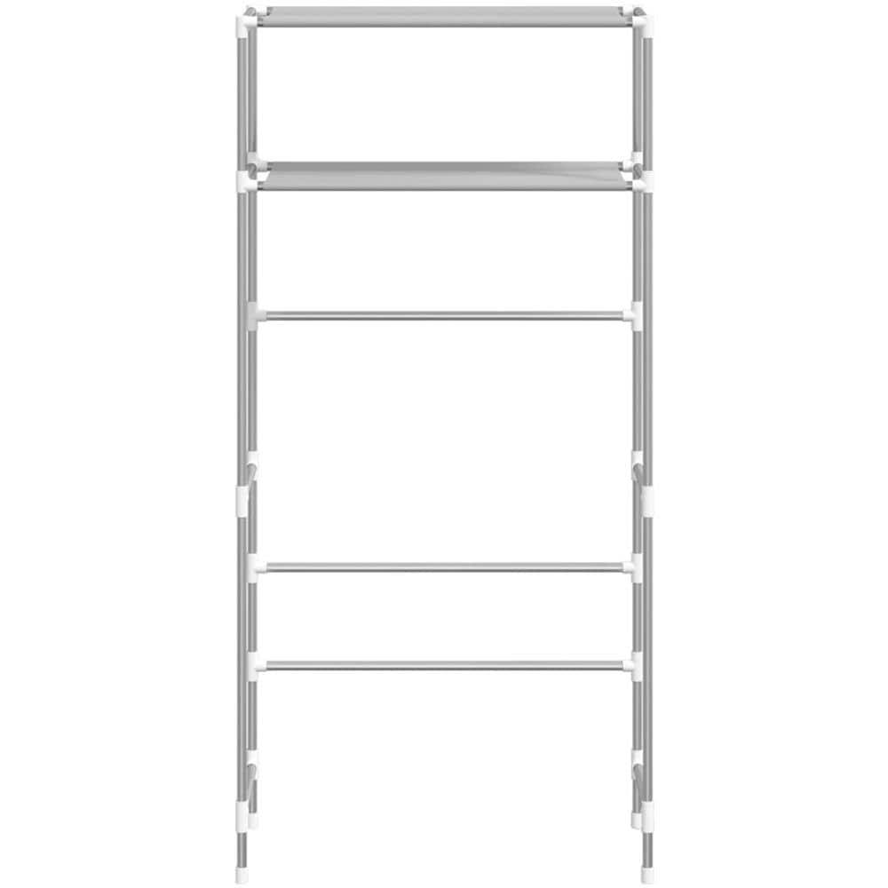 Rastrelliera per Lavatrice a 2 Livelli Grigia 69x28x143cm Ferro - Foto 3