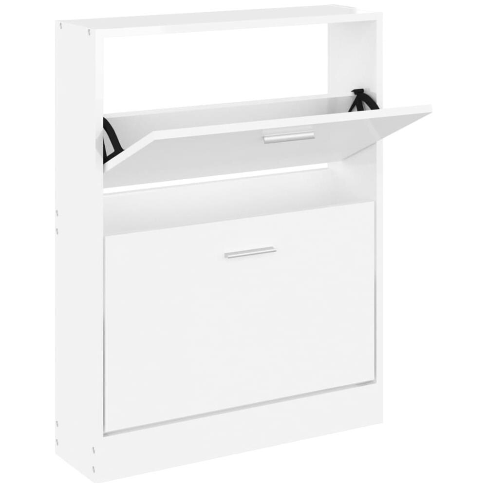 Scarpiera Bianco Lucido 59x17x81 Cm In Legno Multistrato - Foto 2