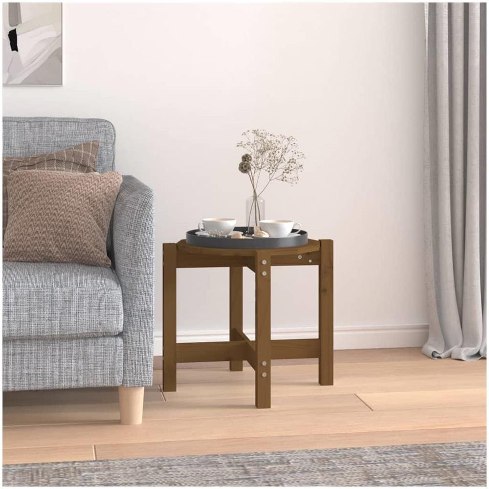 Tavolino Da Salotto Miele 52,5x45cm In Legno Massello Di Pino - Foto 1