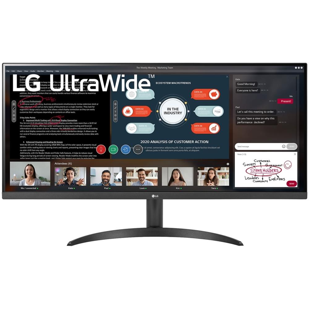 Monitor 34" LED IPS Flat 34WP500-B.BEU 2560 x 1440 UltraWide Full HD Tempo di Risposta 5 ms Frequenza di Aggiornamento 75 Hz (Hz) - Foto 1