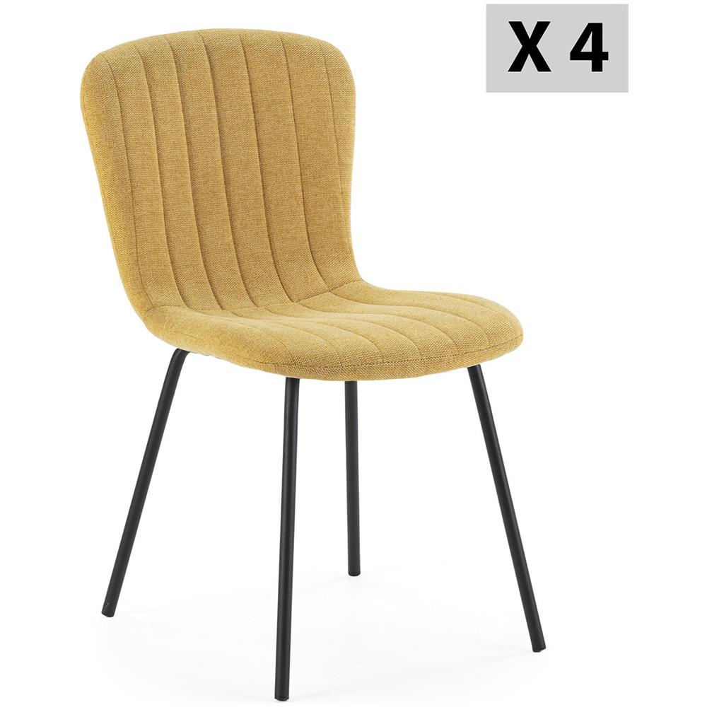 Pack 4 Sedie Lucky Rivestite In Tessuto Color Senape - Foto 1