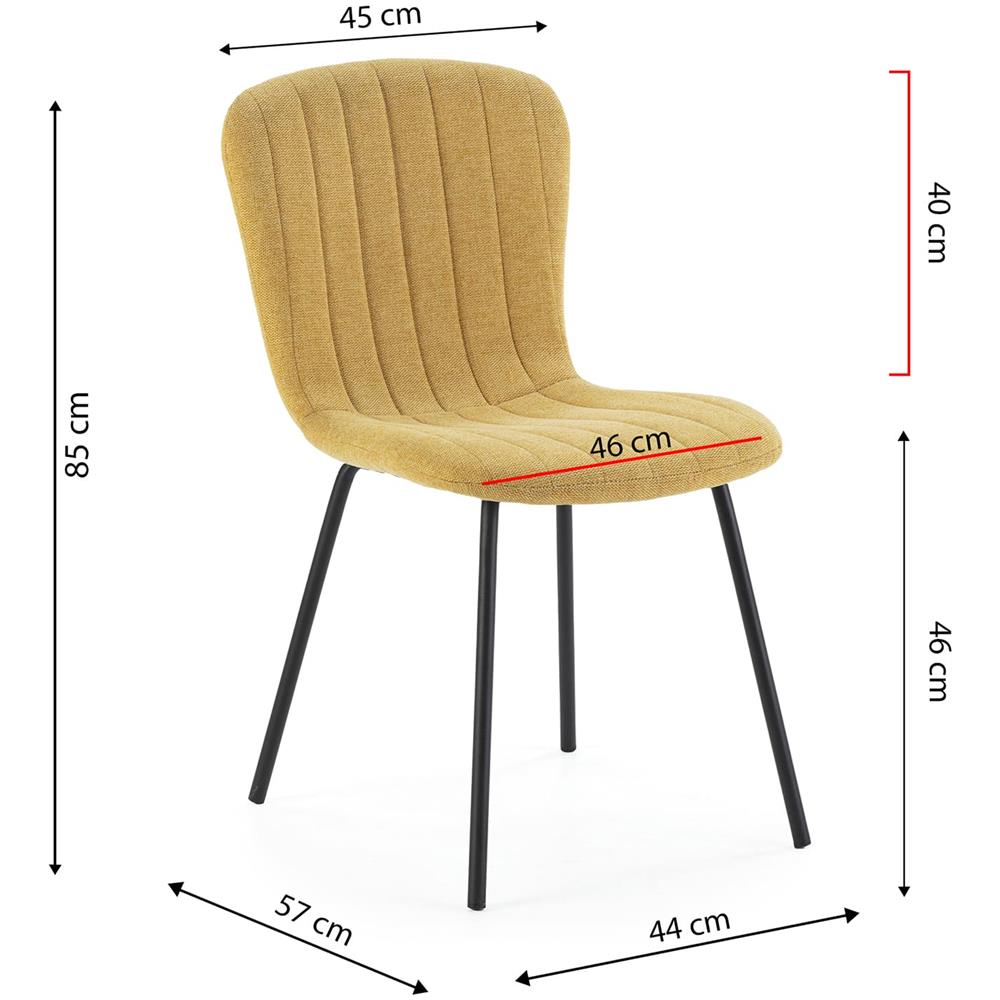 Pack 4 Sedie Lucky Rivestite In Tessuto Color Senape - Foto 5
