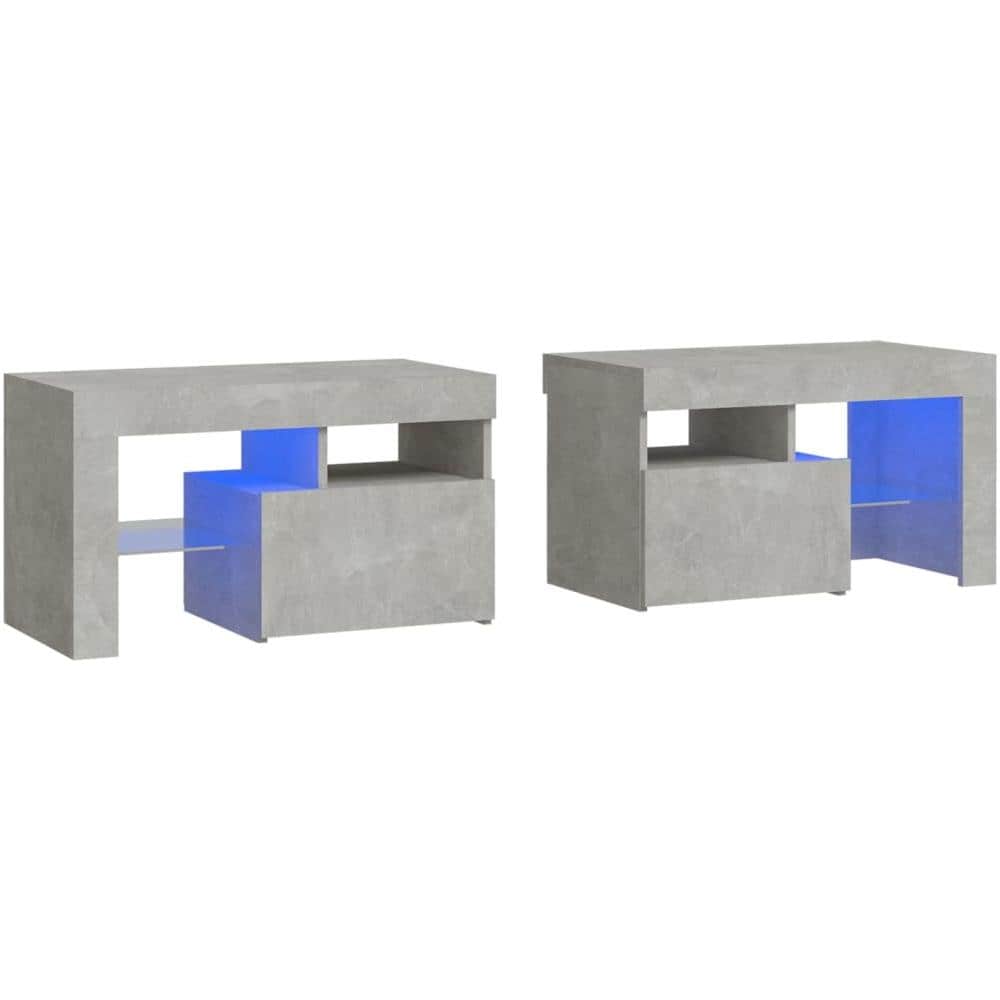 Comodini 2 Pz Con Luci A Led Grigi Cemento 70x36,5x40 Cm - Foto 1