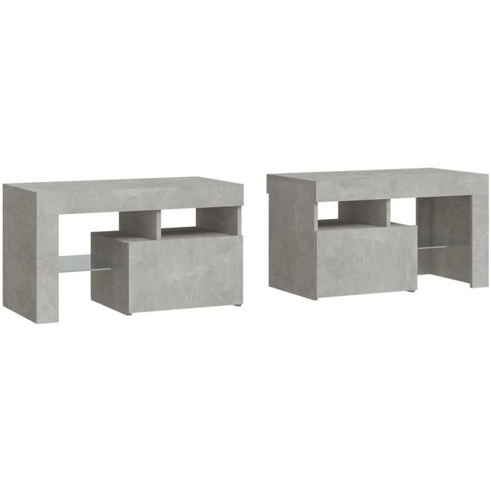 Comodini 2 Pz Con Luci A Led Grigi Cemento 70x36,5x40 Cm - Foto 2