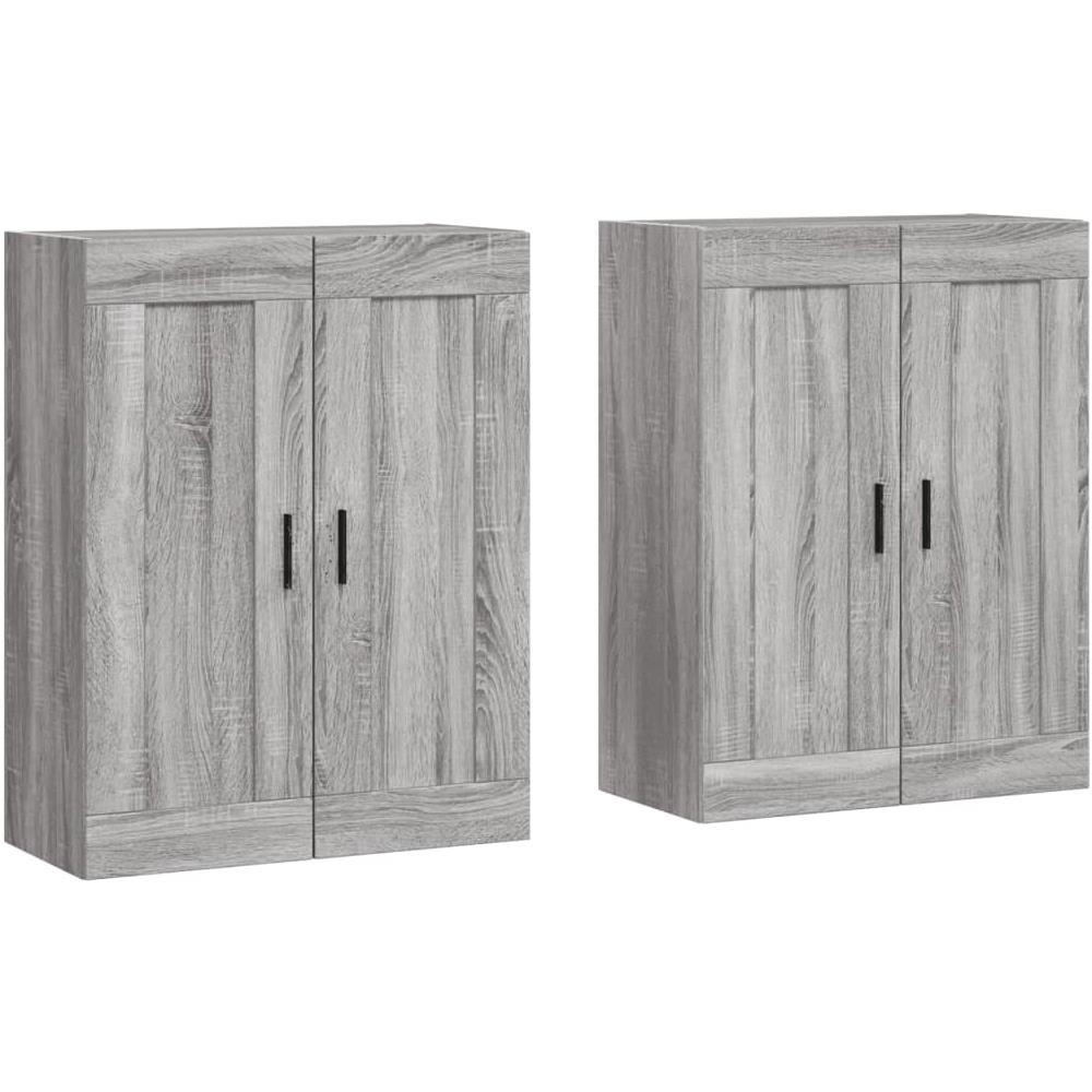 Armadietti A Parete 2 Pz Grigio Sonoma In Legno Multistrato - Foto 1