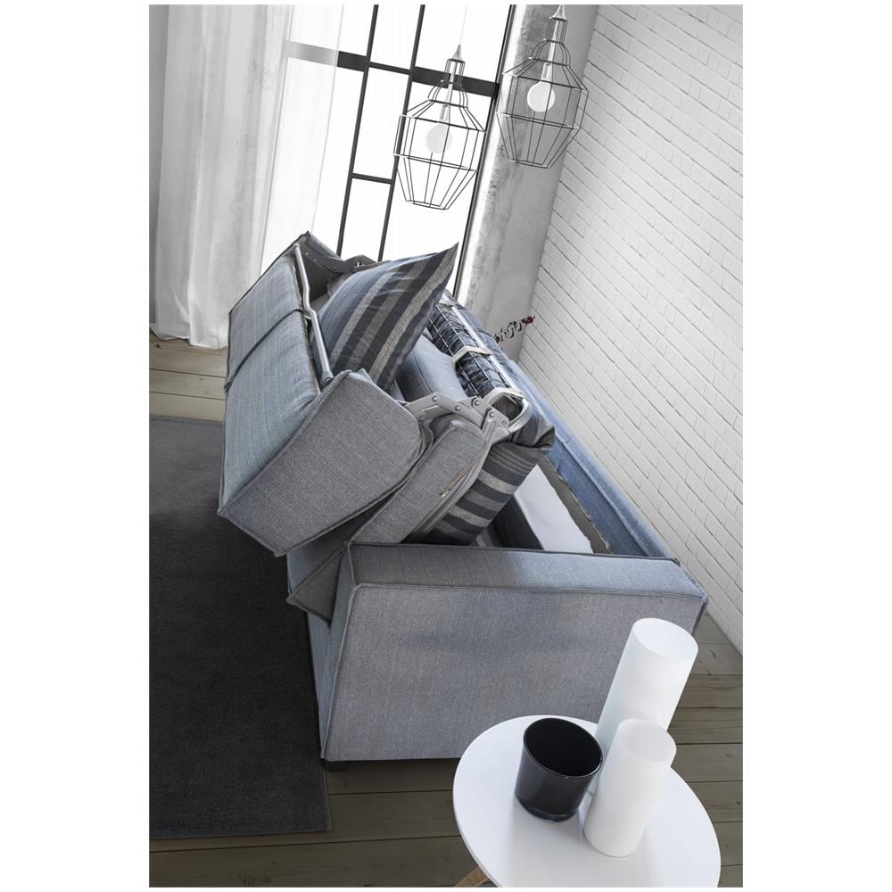 Divano Letto Samantha, Divano A 2 Posti, 100% Made In Italy, Sofà Soggiorno Con Apertura Girevole, In Tessuto Imbottito, Con Braccioli Slim, Cm 160x95h90, Grigio - Foto 4