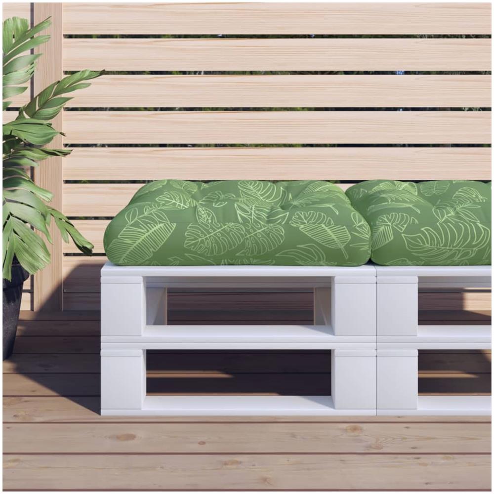 Cuscino Per Pallet Con Motivo A Foglie 50x50x12 Cm In Tessuto - Foto 1